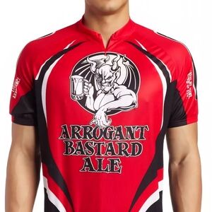 Canari Red and Black Arrogant Bastard Ale Cycling Jersey Size M